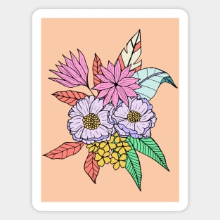 Colorful tropical flowers in coral pink Magnet